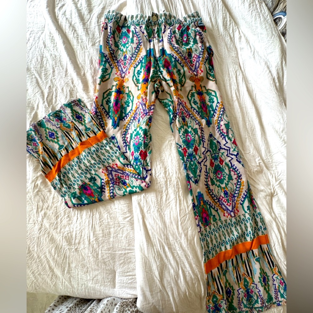 Zara print flowy pants